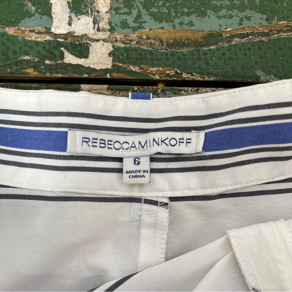 Rebecca Minkoff Misty Skirt in Santorini Blue Striped Asymmetrical Cotton Size 6 - Picture 13 of 16